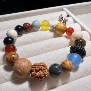 Eighteen Seeds Bracelet (different types of Bodhi Seed & Agate & Aquamarine …)